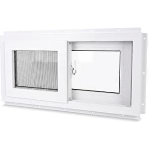 NOOTA Basement Window with Removable Mounting FlangeSliding Tempered Dual-Pane Glass PVC Window for Basement Fits Non-Standard Rough Openings 32" 14"