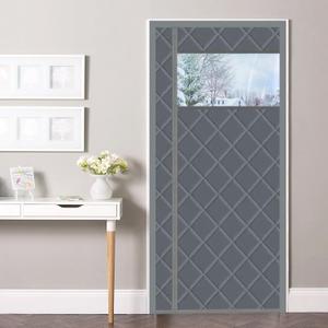 Magnetic Thermal Insulated Door Curtain, 48 x 82 Inch Winter Door Cover Curtain Size 52 x 84 Waterproof Thick Insulation Blanket with Visible Window Side Opening Gray