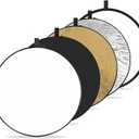 K&F Concept 5-in-1 Light Reflector 32"(80cm) Photography Diffuser Collapsible Portable for Studio and Outdoor Lighting Gold Silver White Black Translucent
