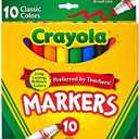 Crayola 587722 Non-Washable Markers, Broad Point, Classic Colors, 10/Set
