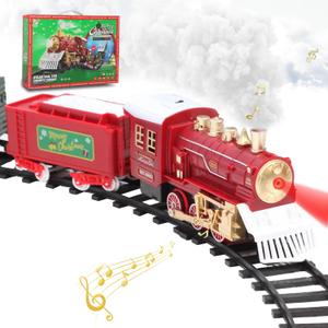 Electric Train Set for Kids Ages 3-8, Train Toys for Boys with Smokes, Lights and Sound, 4 Cars and 10 Tracks for Year Round Play Birthday Gifts Easter Gifts for Toddler 3 4 5 6 7 8 Years