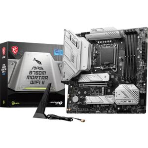 MSI MAG B760M Mortar WiFi II Gaming Motherboard (Supports 12th/13th/14th Gen Intel Processors, LGA 1700, DDR5, PCIe 5.0, M.2, 2.5Gbps LAN, USB 3.2 Gen2, HDMI/DP, Wi-Fi 6E, Bluetooth 5.3, mATX)
