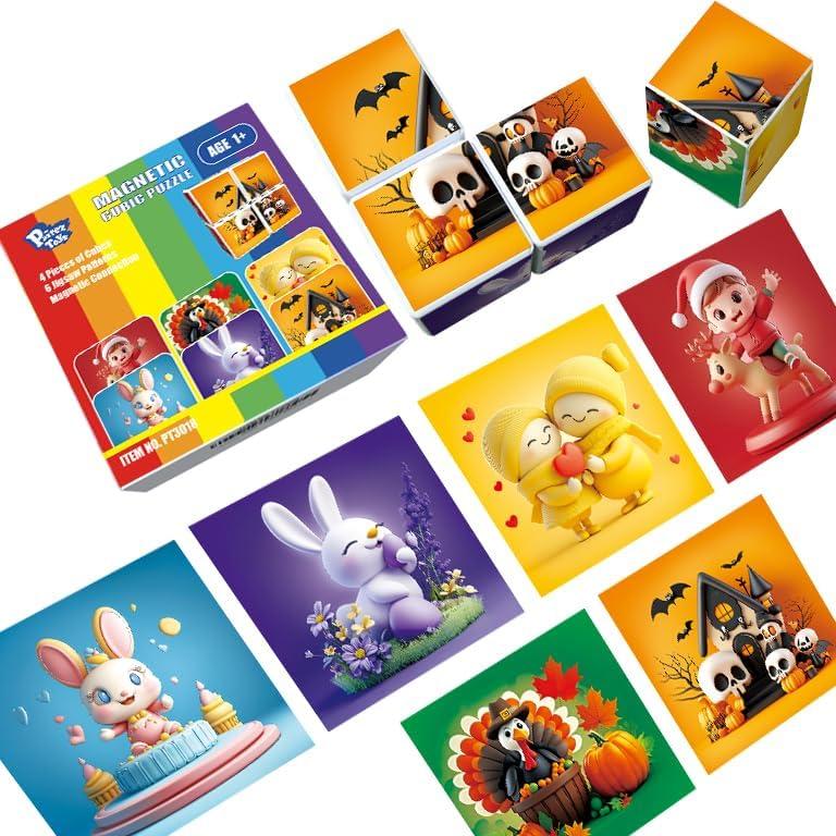 Pairez Toys Magnetic Blocks for Toddlers Aged 1-3, Large Building Cubic Puzzle Game in Holiday Theme: Christmas, Easter, Birthday, Thanksgiving, Halloween, Valentine's Day