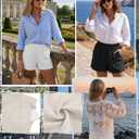 3 Pack Women's Linen Shorts | Elastic Waist, Lightweight, Beach Shorts, with Side Pockets, Casual Summer, Daily Wear,Vacation (Black, L)