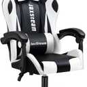 Gaming Chair Office Chair High Back Computer Leather Desk Chair Racing with Swivel with Headrest and Lumbar (Black and White, 06)