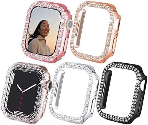 NewWays 3-Pack Bling Cases Compatible for Apple Watch 42mm Series 1 2 3, Sparkling Diamonds Glitter Crystal Rhinestone Protective Bumper for iWatch (42mm, Black/Pink/Rose Gold/Silver/Clear)