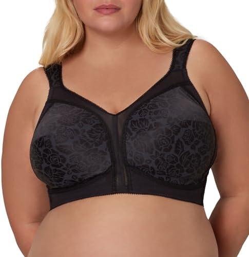 Playtex Women's Wireless Bra, 18 Hour Plus-Size Bras, Full Coverage, Smoothing, 4693, Black 