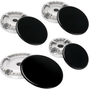 Gas Stove Burner Covers Cooker Hat Set Stove Handles Lid Kit Gas Stove Burner Replacement Caps Stove Top Cover Burner Head Parts Compatible for SABAF