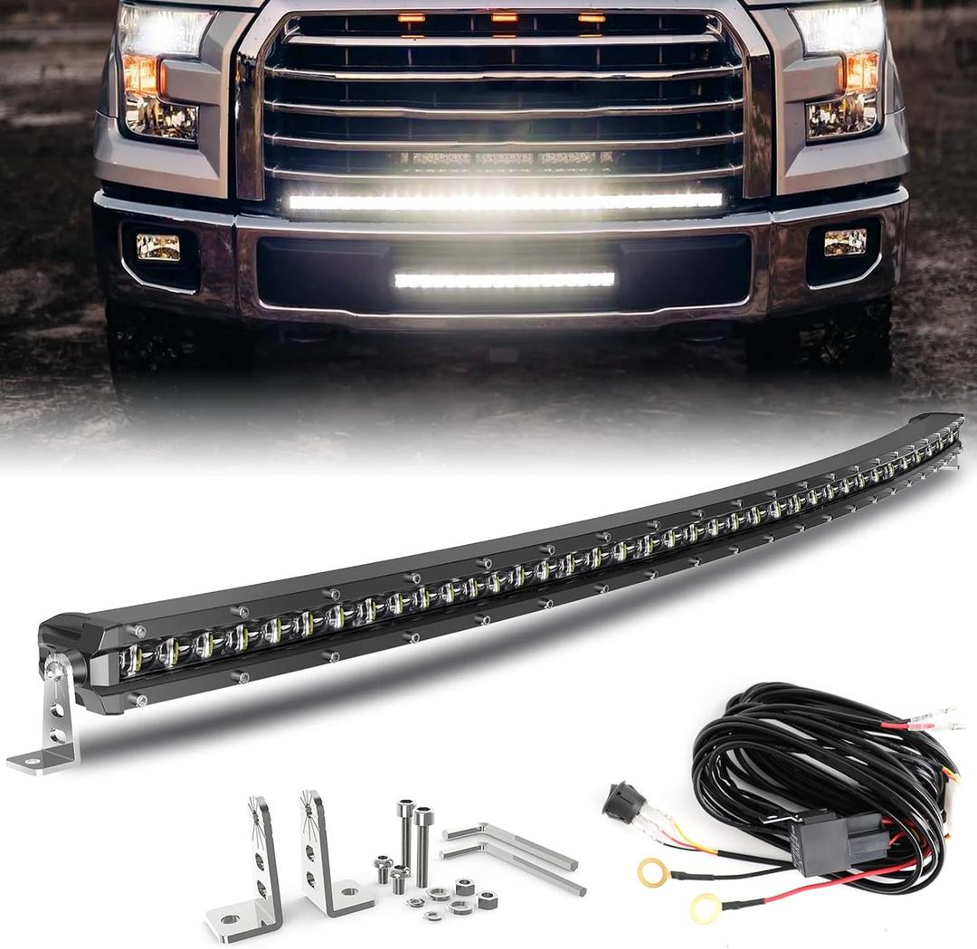 BraveWAY LED Light Bar Curved 44 Inch Single Row Offroad Lighting Driving Lightbar Spot Flood Combo Beam LED Work Light for Trucks UTV ATV SUV 4WD 4X4 Pickup