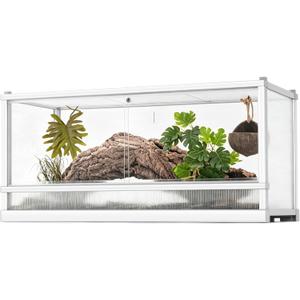 50 Gallon Reptile Tank, Reptile Enclosure for Easy Maintenance, Top Screen Ventilation & Glass Sliding Door 38''x18''x18''