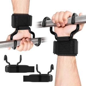 Weight Lifting Hooks(Pair), Wrist Straps for Weightlifting, Adjustable Strap Hand Grips with Thick Wrist Padding, Weightlifting Hooks for Pull-Ups, Deadlifts, Strength Training&Gym Workout, Men and Women