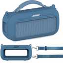 JCHPINE Silicone Cover Case for Bose SoundLink Max Portable Speaker Accessories, Soft Silicone Skin for SoundLink Max Bluetooth Speaker with Shoulder Strap (Blue Case)