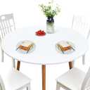 NEWISHER Round Fitted Table Cover Spandex Stretch Tablecloth White Table Top Cover with Elastic Edged for Dining Picnic Patio 60 inch