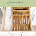 KitchenEdge Silverware Organizer - Cutlery, Flatware, and Utensil Holder for Kitchen Drawers, Fixed 10.5 Width, 7 Storage Compartments, Non-Slip Feet, Rounded Corners, 100% Bamboo