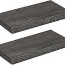HOOBRO Floating Shelves for Wall, Wall Mounted Shelf Set of 2, 15.7" Hanging Shelf with Invisible Brackets, for Wall in Bathroom, Bedroom, Toilet, Kitchen, Living Room, Office, Charcoal Gray BC40BJ01
