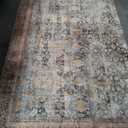 8x10 Area Rugs for Living Room - Washable Vintage Retro Large Rug, Soft Ultra Thin Non Slip Low Pile Traditional Distressed Boho Carpet for Bedroom Dining Room Home Office, Rust Clay
