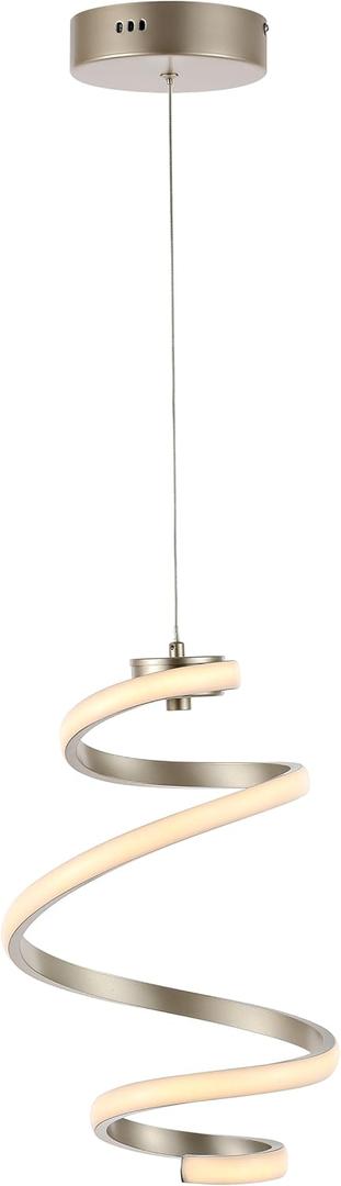 JONATHAN Y 11" Silver 1-Light Aluminum/Iron Pendant Light, Modern Minimalist Abstract Integrated LED, Adjustable Hanging Fixture for Kitchen Island Dining Room, ETL Listed JYL1704A