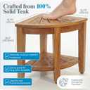 AquaTeak The Original 15.5" Kai Corner Teak Shower Bench - Shower Stool with Storage Shelf for Bathroom - Durable Water Resistant Shower Chair - Shaving Foot Rest - Indoor & Outdoor Use