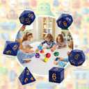 Arrowbash 6 Pcs Jumbo Polyhedra Dice 3.94 Inch Jumbo Foam Polyhedral Dice 6 Set 4, 6, 8, 10, 12 Sides Gifts for Games Teach Numbers Addition Subtraction Probability Learning(Starry Sky Blue)