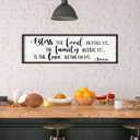 Bless the Food Before Us Wall Decor: Farmhouse Rustic Kitchen Signs Wall Decor Framed Hanging Wall Plaques 12" x 40",Inspirational Quotes The Family Beside Us Signs
