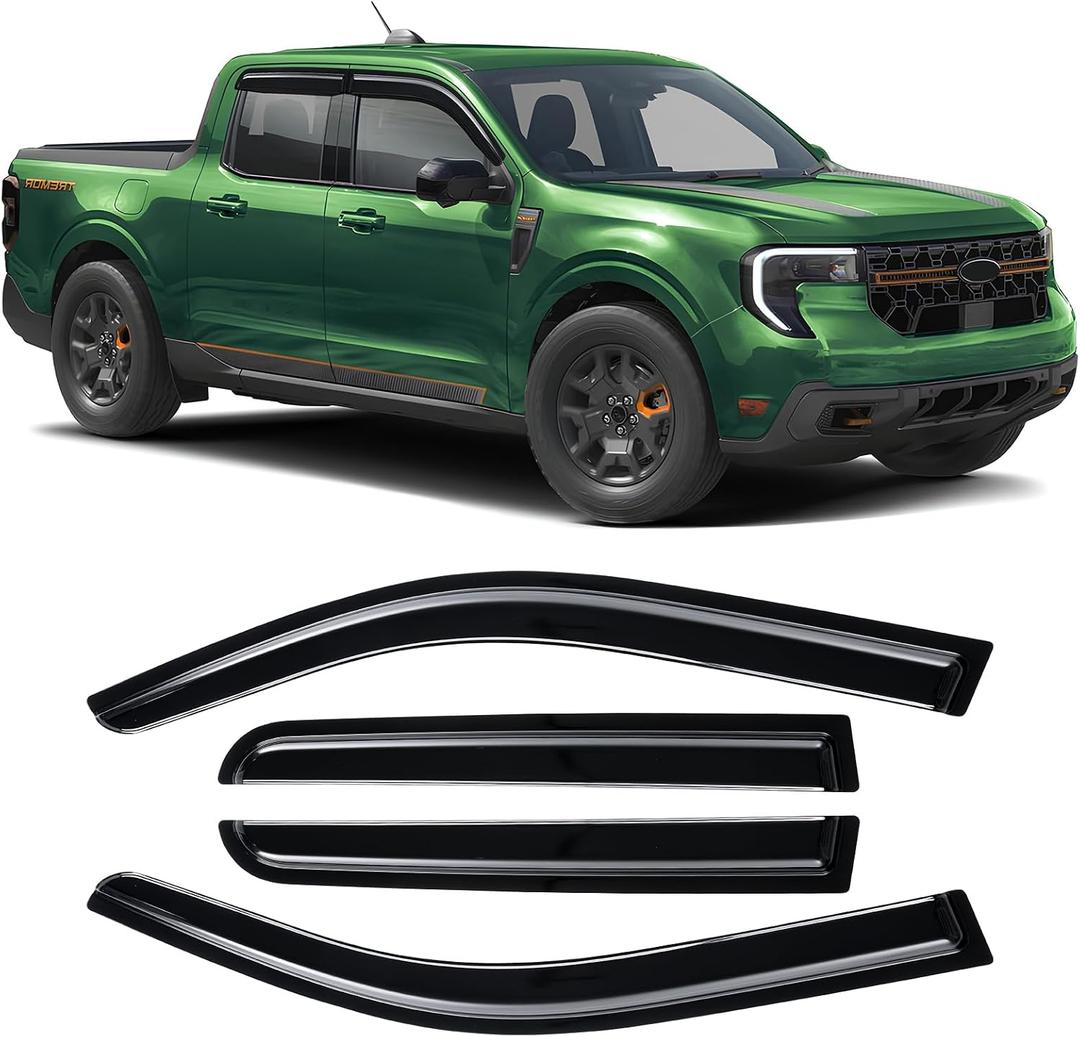 Rain Guards Compatible with Ford Maverick 2022 2023 2024 2025 2026, Tape-on Durable Side Window Visors Wind Deflectors 2022-2026 Maverick Rain Guard Black 4 PCS