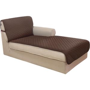 U-NICE HOME Sectional Couch Cover for Dogs Pets Chaise Lounge Reversible Sofa Cover Furniture Protector with Elastic Adjustable Strap, Coffee/Beige