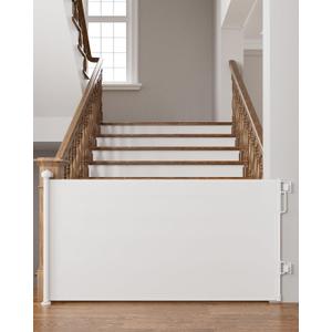 Cumbor 76" Wide Long Retractable Baby Gates for Stairs, Mesh Dog Gate for The House, 34" Tall Extra Wide Pet Gate for Dogs, Child Safety Gates for Doorways, Hallways, Cat Gate Indoor/Outdoor(White) (76" Wide)