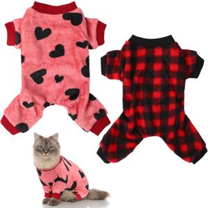 2 Pcs Christmas Dog Pajamas Small Dog Winter Outfit Christmas Dog Pajamas for Small Dog Cat Sweater Cute Tiny Pet Dog Clothes for Kitty Puppy Cat