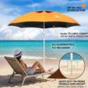 7ft Beach Umbrella, Portable Wind Beach Umbrellas for Sand with Anchor and Carrying Bag, UPF50+ UV Protection Outdoor Sunshade Umbrella,Tilt Sun Shelter for Beach Patio Backyard