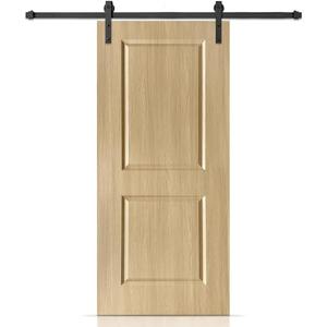 37 in. x 80 in. 2 Panel Hollow Core Oak Finished PVC Composite Interior Sliding Barn Door with Hardware Kit