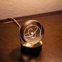 STEM Carbon Atom Laser Engraved Switched LED Illuminated with Diffuser 3D Crystall Ball Home or Office Decoration Lamp Night Light Shelf Table Desk Ornament Paper Weight Science Chemistry Biology Gift