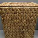 3 Gallon Wicker Trash Can,Small Bathroom Trash Can with Lid,Natural Water Hyacinth Wicker Waste Basket for Bedroom,Toilet,Narrow Garbage Can with Removable Liner