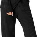 PrinStory Womens Pajama Sets Pajamas Fall Winter Long Sleeve Lounge Set Two Piece Soft Pjs (Large, Black)