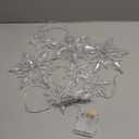 SoulBay Christmas Snowflake Lights with Remote, 84 LED 7.9FT Battery Operated Large Lighted String Lights with 5 Drops, Indoor Outdoor Hanging Decorations for Home Party Porch Holidays Window