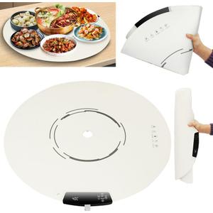 Portable Electric Round Warming Tray, Foldable & Roll up Silicone Heating Mat Pad for Food, Flexible Plate Warmer for Kitchen Travel Party,10s Fast Heating, Adjustable 9 Temperature Setting (Round)
