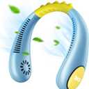 Kids Neck Fan, Portable Bladeless Fans for Kid 4-14Y Girls & Boys, 2600mAh USB Personal Mini Cooling Fan for Travel/Camping/Study, 4 Speeds, Lightweight, Compact, Perfect Summer Gifts for Kids (Blue)