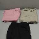Real Essentials 3 Pack: Women's Fleece Cargo Sweatpants, Open Bottom Lounge & Athletic Casual Pants with Pockets - Set 5,L (L)