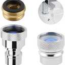 2 Pcs Metal Portable Dishwasher Faucet Adapter, Brass Faucet Aerator Adapter for Portable Dishwasher, 55/64-27 Female and 15/16-27 Male Thread for Kitchen/Bathroom/Rvs, Chrome