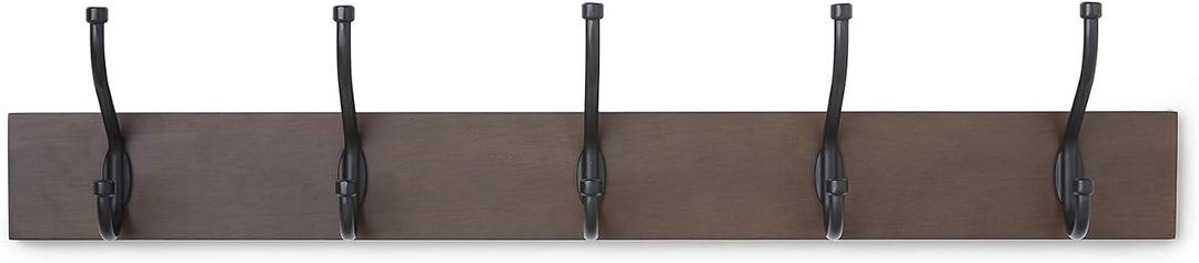 Amazon Basics Wall-Mounted Metal Coat Rack, 5 Hooks, Espresso
Farmhouse, Rectangular