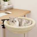 Petcozife Cat Desk Bed, 16"x16" Sturdy Rotating Cat Bed for Desk with Removable Washable Soft Fabric Hammock Cover, Stable Holds Up to 50 lbs, Space Saving Cat Perch for Home Office, Game Table