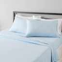 Amazon Basics Breathable, Ultra-Soft, Wrinkle-Resistant Microfiber 4-Piece Bed Sheet Set with 14-Inch Deep Pockets, Machine Washable, Full, Light Blue, Solid