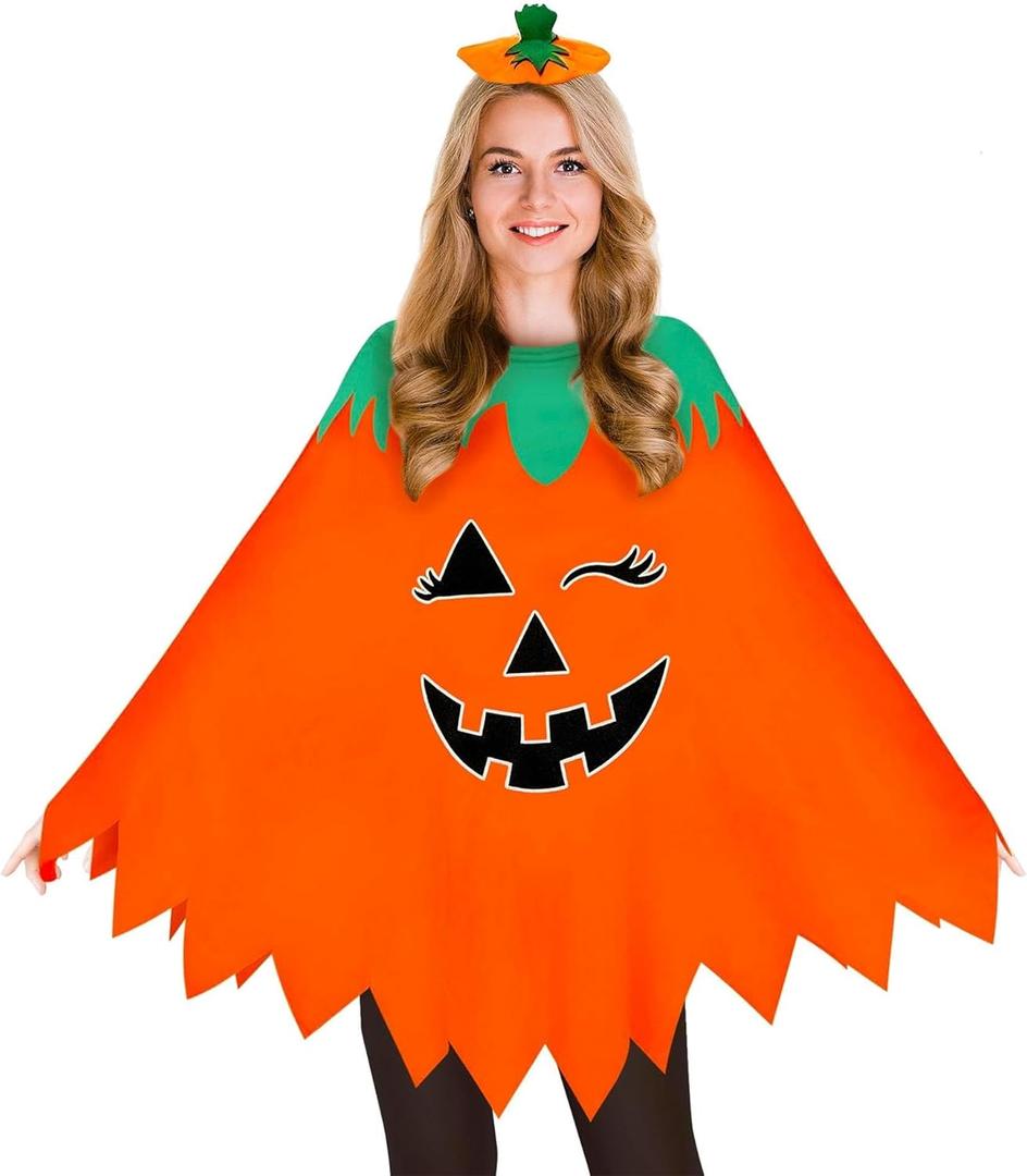 Pumpkin Costume Women With Headband,Glow in the Dark Pumpkin Costume Adult,Girls, Universal Size