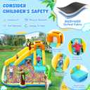 Inflatable Water Slide Bounce House with 450 W Blower, Blow up 10-in-1 Waterslide Park Bouncy Castle Outdoor and Indoor, Bouncer House with Splash Pool, Sprinklers and Long Slide
