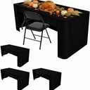 HolidayIdeas Open Back Rectangle Black Table Covers for 6 Foot Table, Wrinkle Resistant Washable Tablecloths 72x30 Inch for Craft Fairs, Banquets, Trade Show Display, 4 Pcs