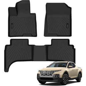 All Weather Floor Mat Fit for Hyundai Santa Cruz 2022-2025 2026 TPE Rubber Liners Santa Cruz Accessories All Season Guard Odorless Anti-Slip Liner Black
