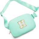 Gitus Birthday Gifts for 8 9 10 11 12 13 Year Old Girls Personalized Fanny Pack Crossbody Bags with Initial Letter Patch Belt Bag for Teen Girls Cute Trendy Stuff Travel Essentials (Mint Green-H)