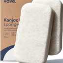 Vove Organic Konjac Body Sponges 2-Pack - Natural Full Body Exfoliating Shower Sponges, Gentle Plant-Based Cleansing for All Skin Types, Microplastic-Free Biodegradable, Certified Organic
