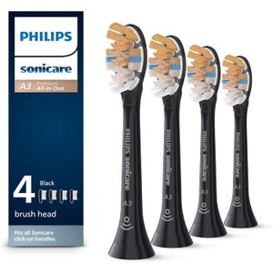 Philips Sonicare Premium All-in-One (A3) Replacement Toothbrush Heads, HX9094/95, Smart Recognition, Black 4-pk (1 Count (Pack of 4))