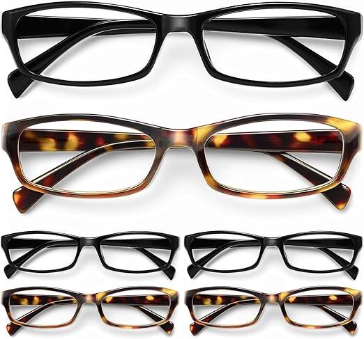 Gaoye Reading Glasses for Women, 6 pack Fashion Readers for Women Men Spring Hinge Eye Glasses, Blue Light Reading Glasses