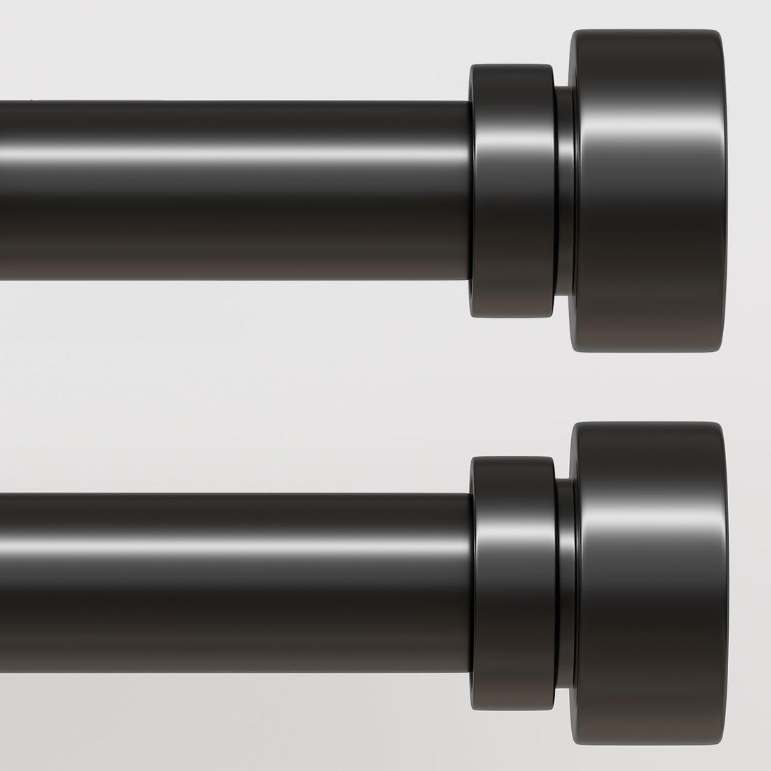 Lootkell Modern Black Curtain Rods Set, 48-84 Inches Adjustable, Heavy Duty 1 Inch Diameter, Decorative Finials, 2 Pack, for Windows, Outdoor, Farmhouse, Bedroom, Kitchen, Living Room